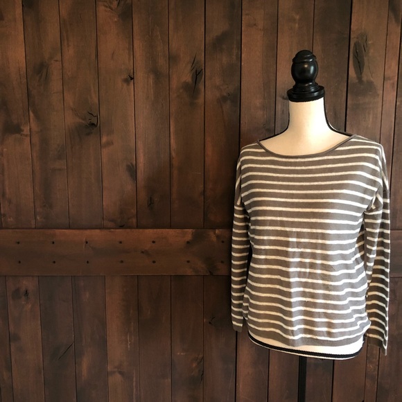 Vince Sweaters - VINCE. Linen Stripe Pullover Sweater